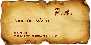 Paur Arikán névjegykártya